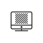 Symbolgrafik eines Monitors mit einem schwarz-wei&szlig;en Schachbrettmuster auf dem Bildschirm.